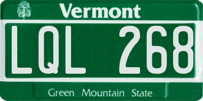 VT license plate LQL268