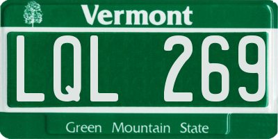 VT license plate LQL269