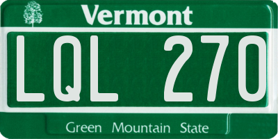 VT license plate LQL270