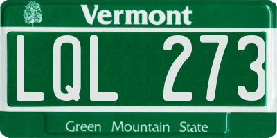 VT license plate LQL273