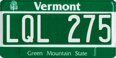 VT license plate LQL275