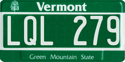 VT license plate LQL279