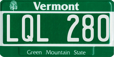 VT license plate LQL280