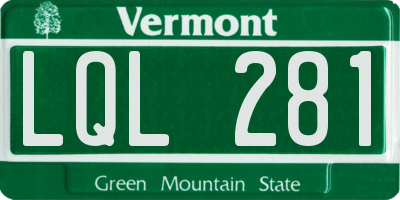 VT license plate LQL281