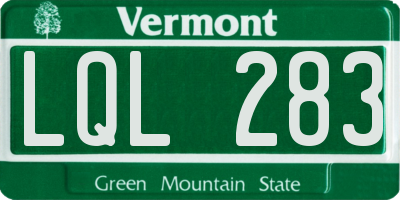 VT license plate LQL283