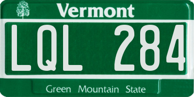 VT license plate LQL284