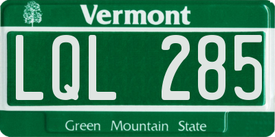 VT license plate LQL285