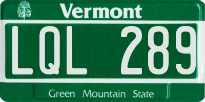 VT license plate LQL289