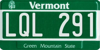 VT license plate LQL291