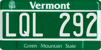 VT license plate LQL292