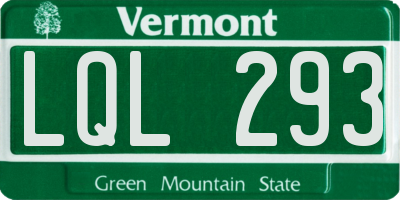 VT license plate LQL293