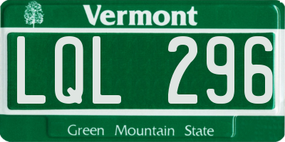 VT license plate LQL296