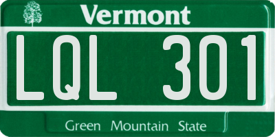 VT license plate LQL301