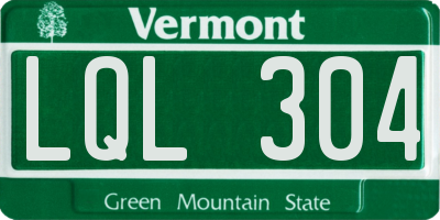 VT license plate LQL304