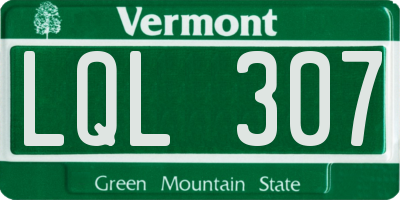 VT license plate LQL307