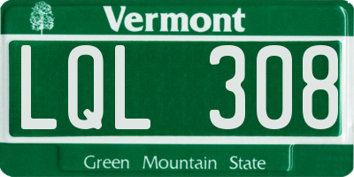 VT license plate LQL308