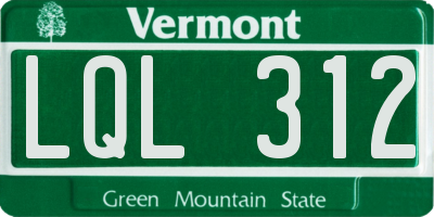VT license plate LQL312