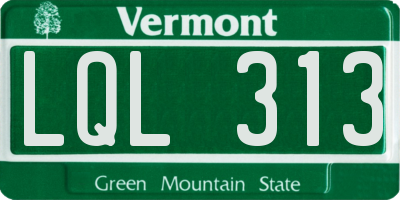 VT license plate LQL313