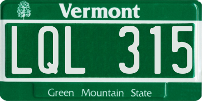 VT license plate LQL315