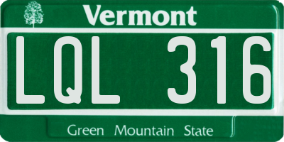 VT license plate LQL316