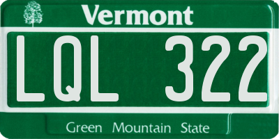 VT license plate LQL322