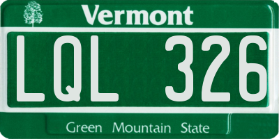 VT license plate LQL326