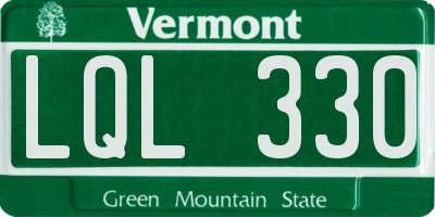 VT license plate LQL330