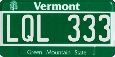 VT license plate LQL333
