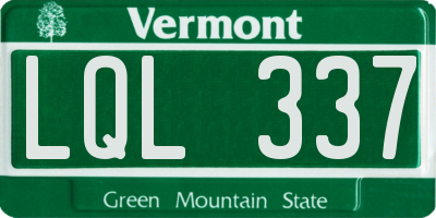 VT license plate LQL337