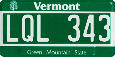 VT license plate LQL343