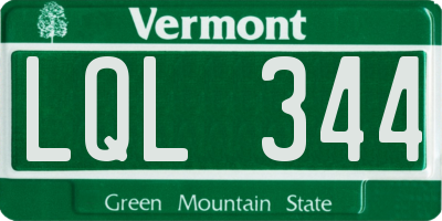 VT license plate LQL344
