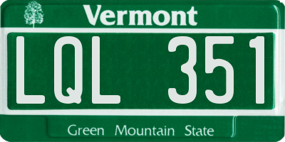 VT license plate LQL351