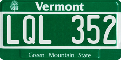 VT license plate LQL352