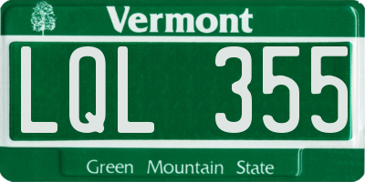 VT license plate LQL355