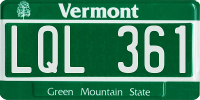 VT license plate LQL361