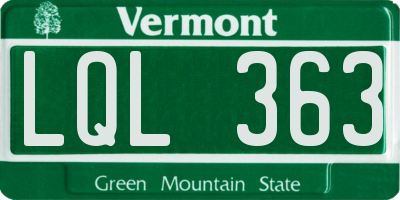 VT license plate LQL363