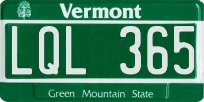 VT license plate LQL365