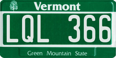 VT license plate LQL366