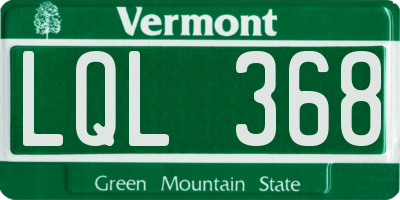 VT license plate LQL368