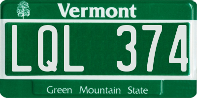 VT license plate LQL374