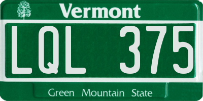 VT license plate LQL375