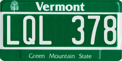 VT license plate LQL378
