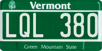 VT license plate LQL380