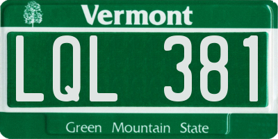 VT license plate LQL381
