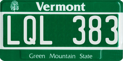 VT license plate LQL383