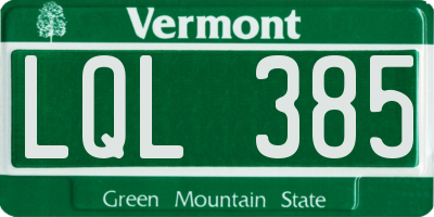 VT license plate LQL385