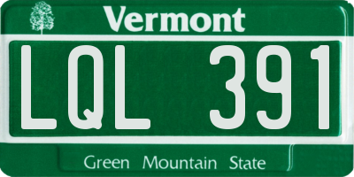 VT license plate LQL391