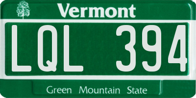 VT license plate LQL394