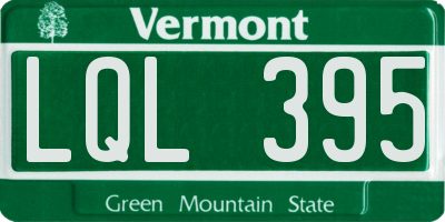 VT license plate LQL395