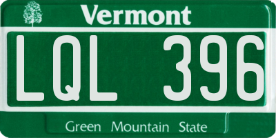 VT license plate LQL396